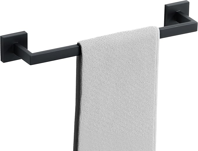 Alise Towel Bar for Bathroom,16'' Towel Holder Black Towel Racks for Bathroom Wall Mount,SUS304 Stainless Steel Towel Rail Towel Hanger for Wall,Matte Black
