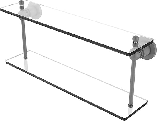 Allied Brass AP-2/22 Astor Place Collection 22 Inch Two Tiered Glass Shelf, Matte Gray