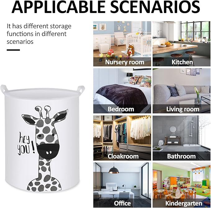 Collapsible Laundry Basket in Bedroom Waterproof Laundry Hamper in Bathroom Large Laundry Bag in College Dormitory Cloakroom Livingroom Nursery Organizer Toy Bin Giraffe-002