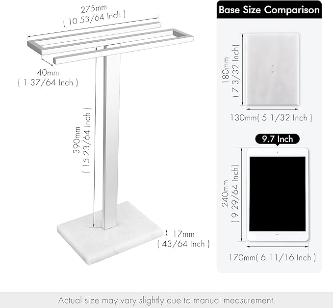 KES Hand Towel Rack Stand, Countertop Towel Rack Free Standing S-Shape Hand Towel Holder with Marble Base for Bathroom SUS304 Stainless Steel Polished Finished, BTH223