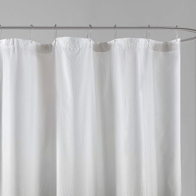 Madison Park Ara Shower Curtain, Seersucker Design Ombre Print, Modern Bathroom Decor, Machine Washable, Fabric Privacy Screen, 72x72, Grey