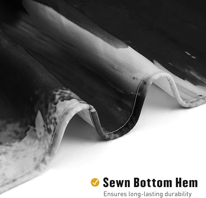 MitoVilla Abstract Extra Long Shower Curtain Set 72 x 84, Modern Ombre 84 inch XL Shower Curtains for Chic Vintage Bathroom Decor, Brush Strokes Oil Painting Fabric Shower Curtain, Black