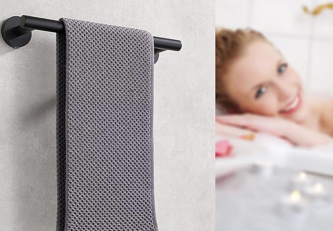 12 Inch Towel Bar for Bathroom 9/12/16/24/28/33 Inch Kitchen Hand Towel Holder Matted Black SUS304 Stainless Steel RUSTPROOF Wall Mount Towel Rod(1, Matted Black, 12 Inch)