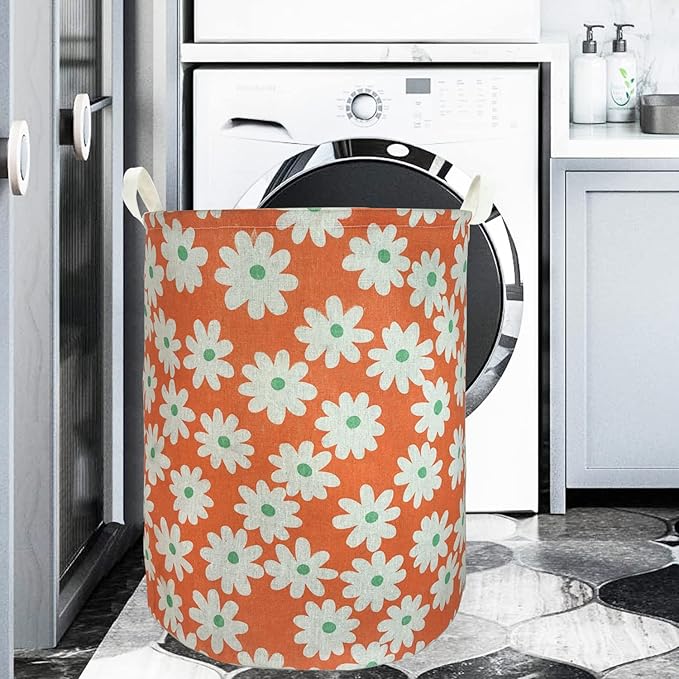 Merdes 19.7?€??€? Waterproof Foldable Laundry Hamper, Dirty Clothes Laundry Basket, Linen Bin Storage Organizer for Toy Collection (Little Flower)