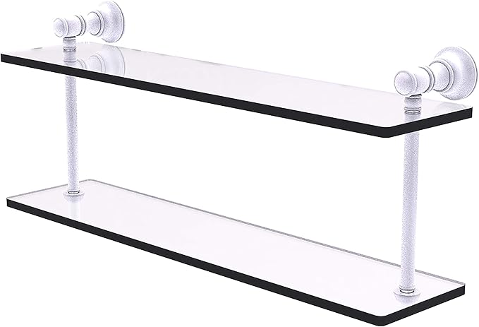 Allied Brass CL-2-22 Carolina Collection 22 Inch Two Tiered Glass Shelf, Matte White