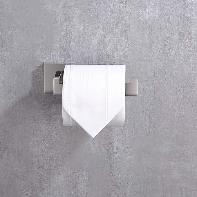 TASTOS Polished Chrome Toilet Paper Holder SUS304 Stainless Steel, Modern Square Half Open Bathroom 5 inch TP Holder Wall Mount Rustfree Tissue Roll Dispenser for Washroom Kitchen 2 Pack