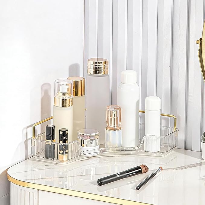Multi-Tier Corner Countertop Organizer Rack, Makeup Organizers for Vanity, Practical Shelf for Toiletries and Accessories, Corner Counter Storage for Bathroom Dresser (White-1Tier)