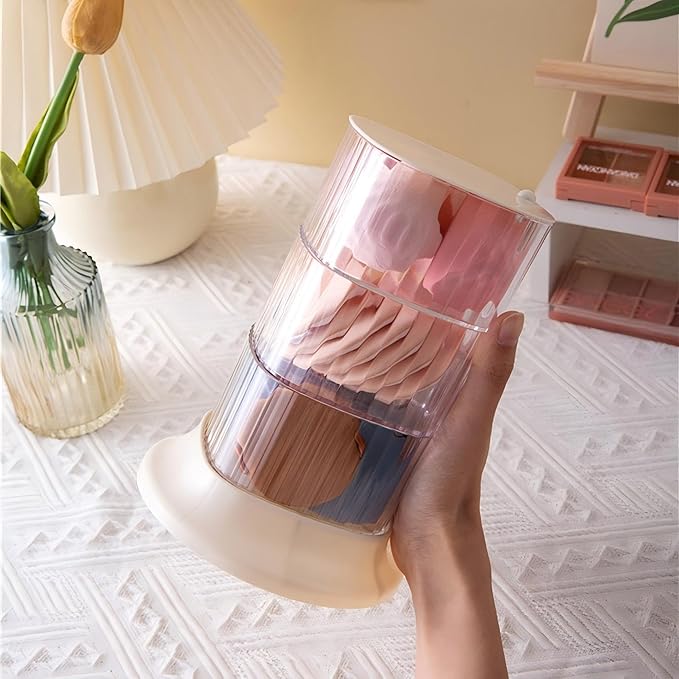 Hair Accessory Organizer, 3-Layer Rotating Clear Hair Tie Organizer for Hair Clips, Headbands, Hair Ties, Earring, Necklace, Ring, Jewelry Boxes & Organizers for Girls & Women (3-Layer???White)