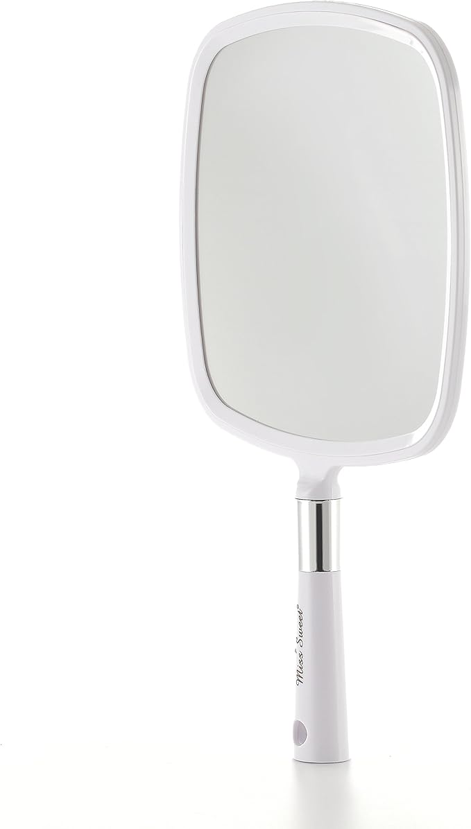 Miss Sweet Handheld Mirror Makeup Mirror 9inch*8inch (White)
