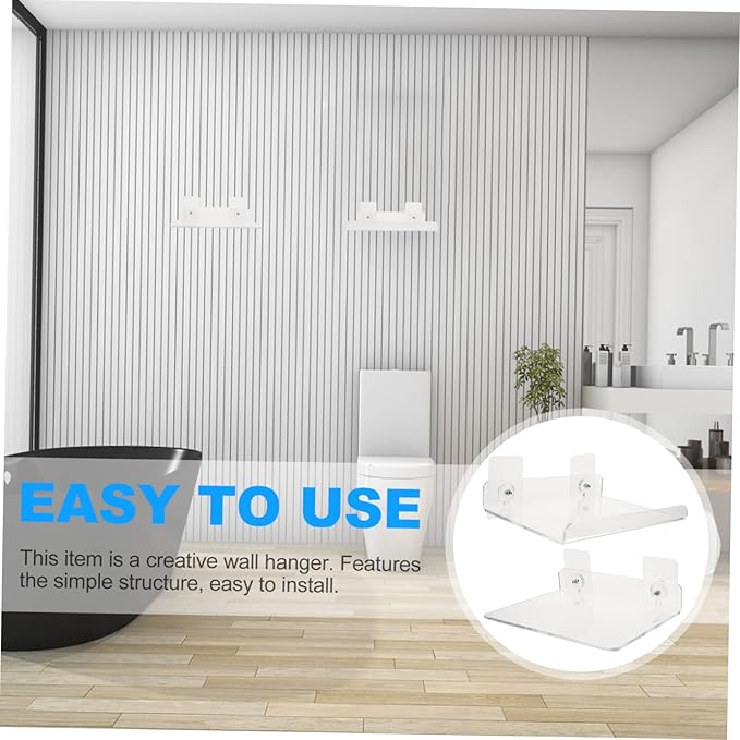 VILLCASE 2Pcs Wall Mounted Acrylic Storage Rack Punch-Free Shelves for Bathroom and Kitchen Organization Sturdy and Stylish Shelving Solution