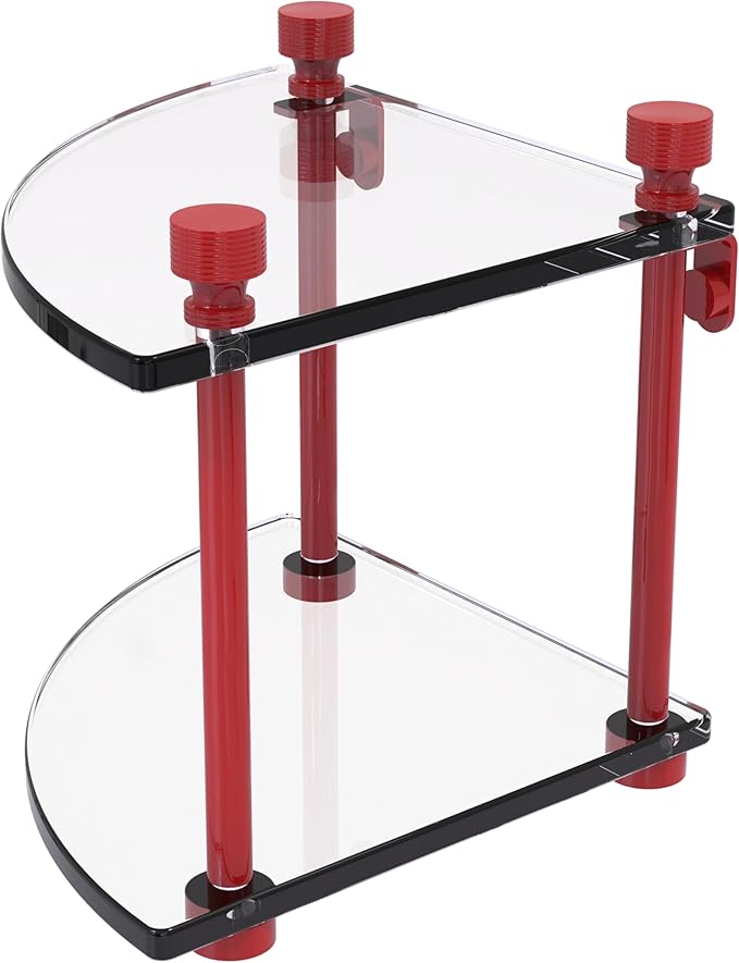 Allied Brass FT-3-FER Foxtrot Collection Two Tier Corner Glass Shelf, Fire Engine Red