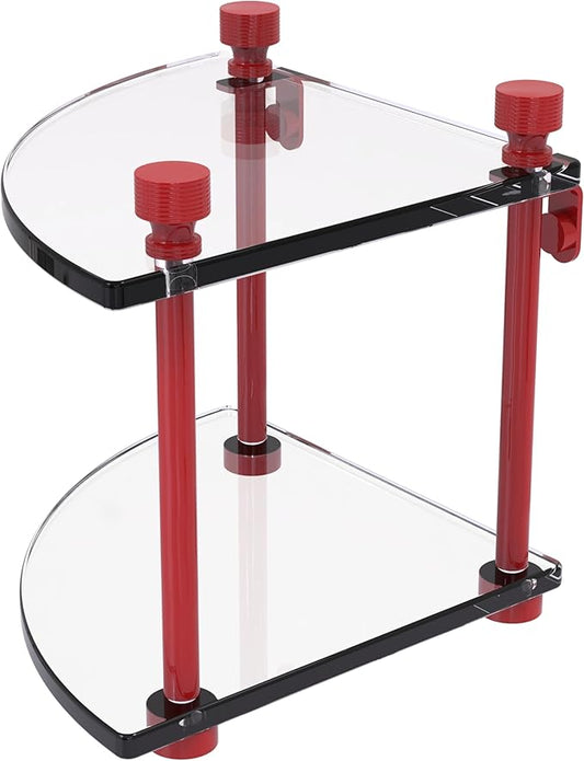 Allied Brass FT-3-FER Foxtrot Collection Two Tier Corner Glass Shelf, Fire Engine Red