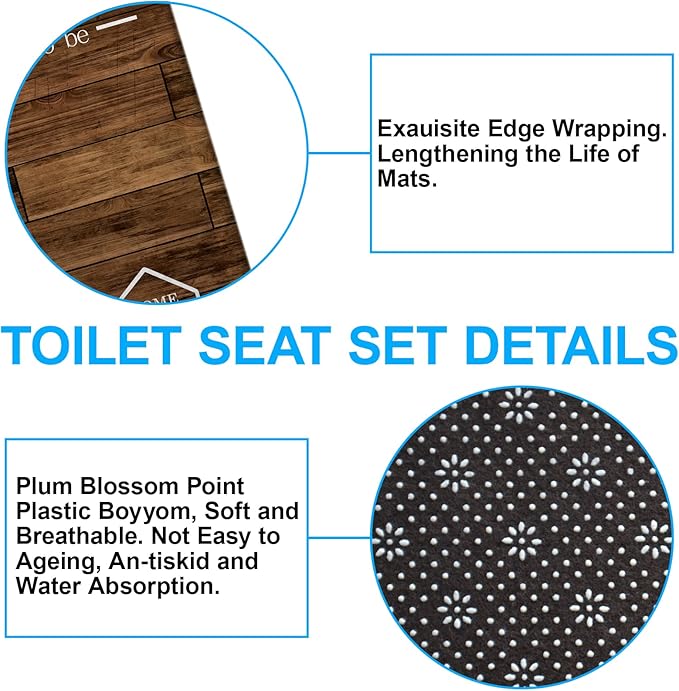 juwute 4Pcs Family Shower Curtain Sets with Non-Slip Rugs, Toilet Lid Cover and Bath Mat, Brown Home Bathroom Decor Set Accessories Waterproof Shower Curtains with 12 Hooks, 72 x 72 Inch