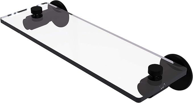 Allied Brass TR-1/16-BKM Tribecca Collection 16 Inch Vanity Beveled Edges Glass Shelf, 16-Inch, Matte Black