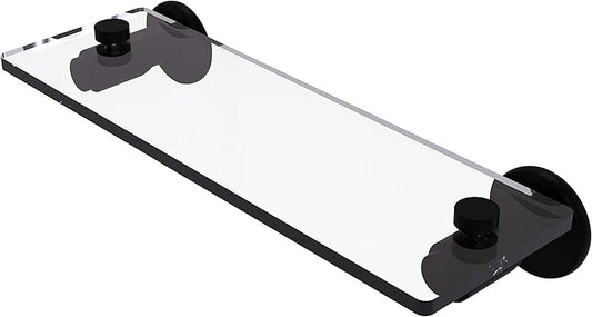 Allied Brass TR-1/16-BKM Tribecca Collection 16 Inch Vanity Beveled Edges Glass Shelf, 16-Inch, Matte Black