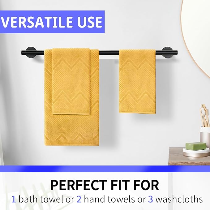 24 Inch Towel Bar, Towel Racks for Bathroom, SUS304 Stainless Steel Towel Bar for Bathroom Wall, Sturdy Towel Holder Bathroom Accessories (Black)