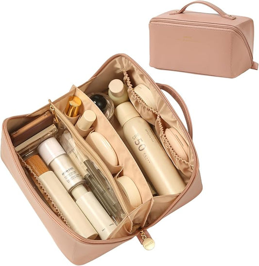 Omeily Travel Makeup Bag Toiletry Bag for Women Large Cosmetic Travel Bag Makeup Storage Box Skincare Organizer Vanity Organizer Bag Multi-Function Makeup Organizer with Compartments Travel essentials