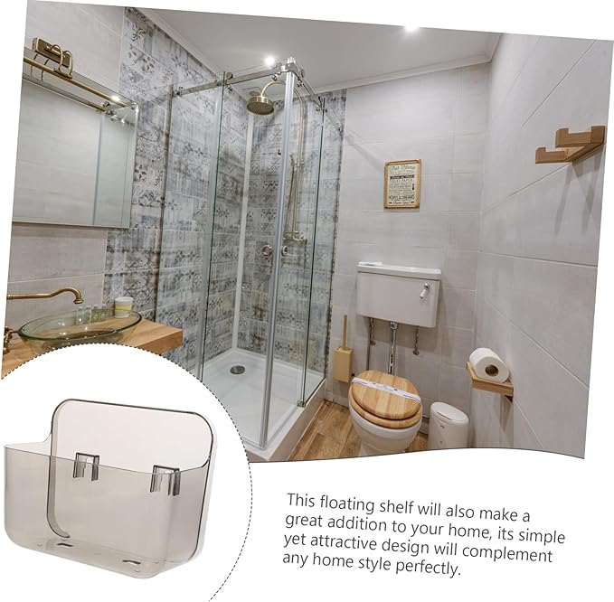PartyKindom Wall Mounted Bathroom Holder Clear Acrylic Sundries Storage Shelf with Draining Space-Saving Organizer Shelf for Bathroom and Kitchen Small Rounded Design No-Drill Installation
