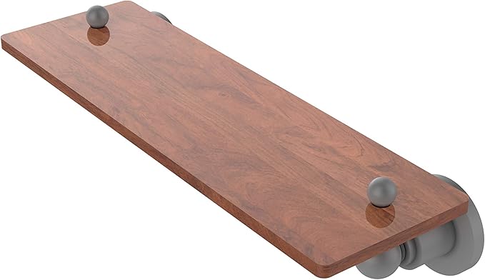 Allied Brass AP-1-16-IRW Astor Place Collection 16 Inch Solid IPE Ironwood Wood Shelf, Matte Gray