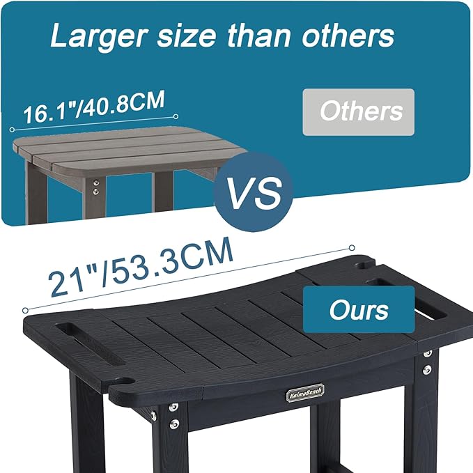 Shower Bench Seat for Shaving Legs, Waterproof Shower Stool for Inside Shower with Handles & Shower Head Holder, Bathroom Shower Chair, Black Shower Foot Rest with Adjustable Feet, Non-Slip