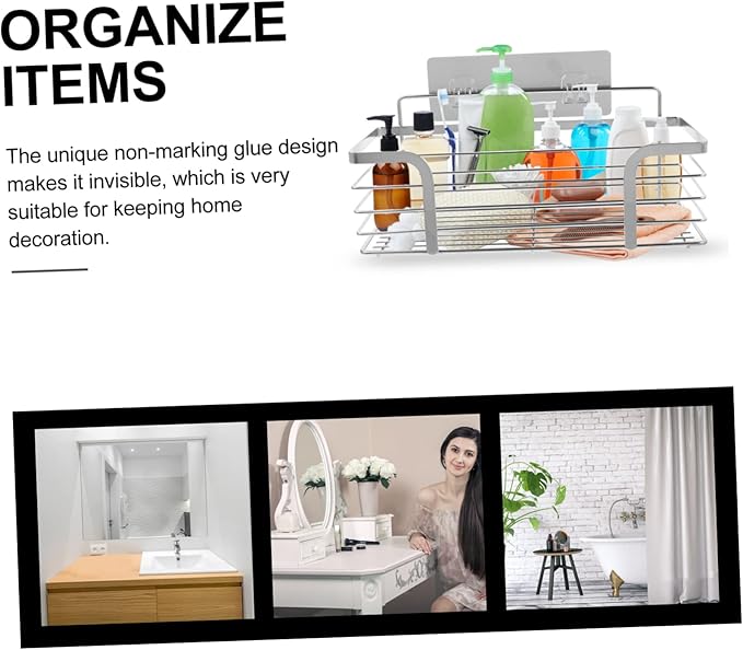 Zerodeko Stainless Steel Storage Rack Shower Shelf Towel Rack Bathroom Wall Decor Floating Shelves