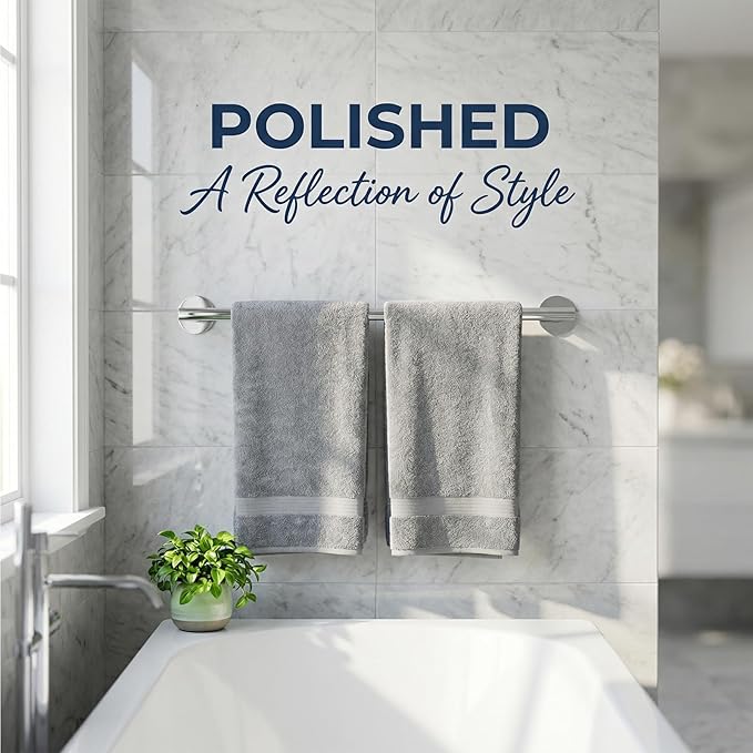 Polished Chrome Towel Bars, AcGlbauric 23.6-Inch Towel Racks for Bathroom or Kitchen Wall-Mounted, SUS304 Stainless Steel Towel Rod,Easy Install No Drill Bathroom Furniture