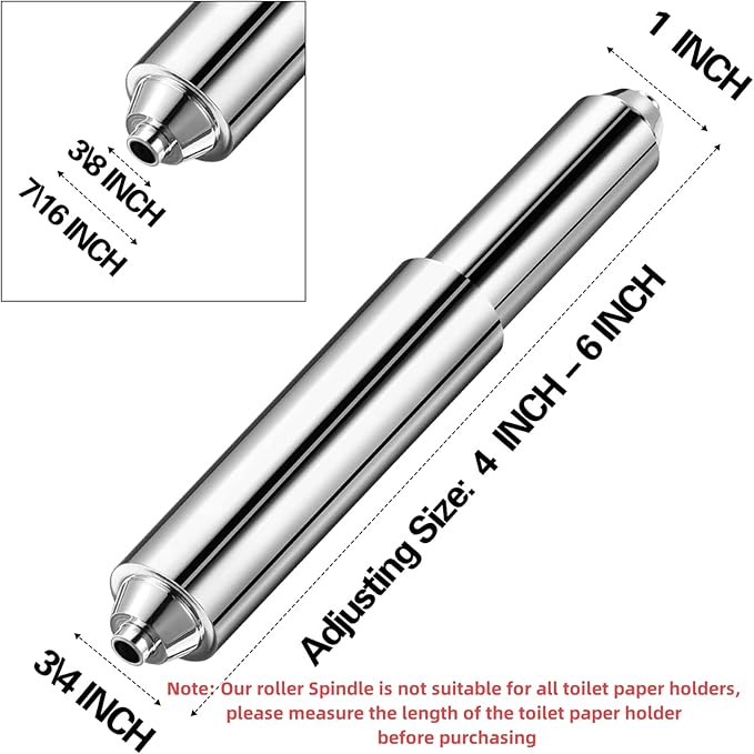 Shappy 2 Pcs Universal Toilet Paper Holder Replacement Rod Spring Loaded Plastic Retractable Paper Replacement Rod Toilet Tissue Roll Holder Insert for Bathroom Home Fixture Accessories (Silver)