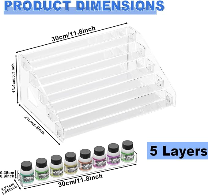 5 Layers Acrylic Paint Organizer, Painting Bottle Holder, Miniature Paint Holder, Craft Hobby Rack Shelf, Snap-on Design Easy Assembly Storage Rack for Citadel, Apple Barrel, Folkart -2oz Craft Paints