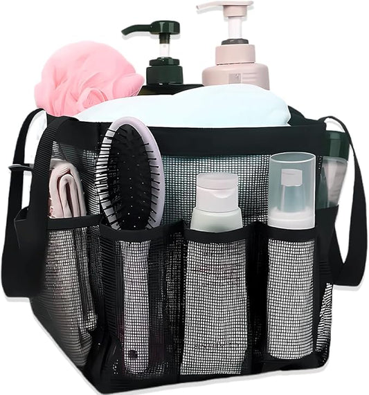 Mesh Shower Caddy Portable for College Dorm Room Essentials, 8-Pocket Large Capacity Shower Tote Toiletry Bag Basket, Quick Dry Hanging Organizer for Bathroom, Gym, Camp, Travel, Cruise, Beach