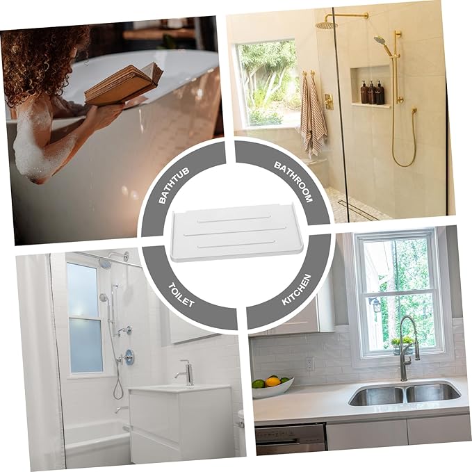 Hemobllo Shower Phone Holder Wall-mounted Bathroom Storage Rack No Drilling Needed Elegant and Practical Bathroom Shelf