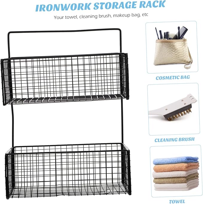 Wall-Mounted Dual Layer Storage Shelf for Bathroom Kitchen More Multi-Function Toilet Storage Rack Easy to Install Stylish Iron Design