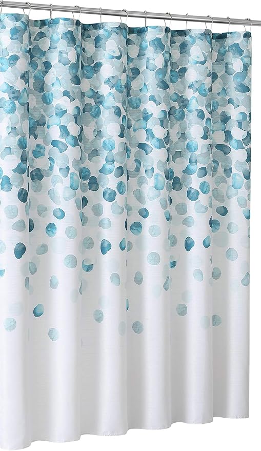 Serafina Home Mineral Blue Teal Modern Fabric Shower Curtain for Bathroom: Cascading Water Splash Pattern of Turquoise, Aqua, and White