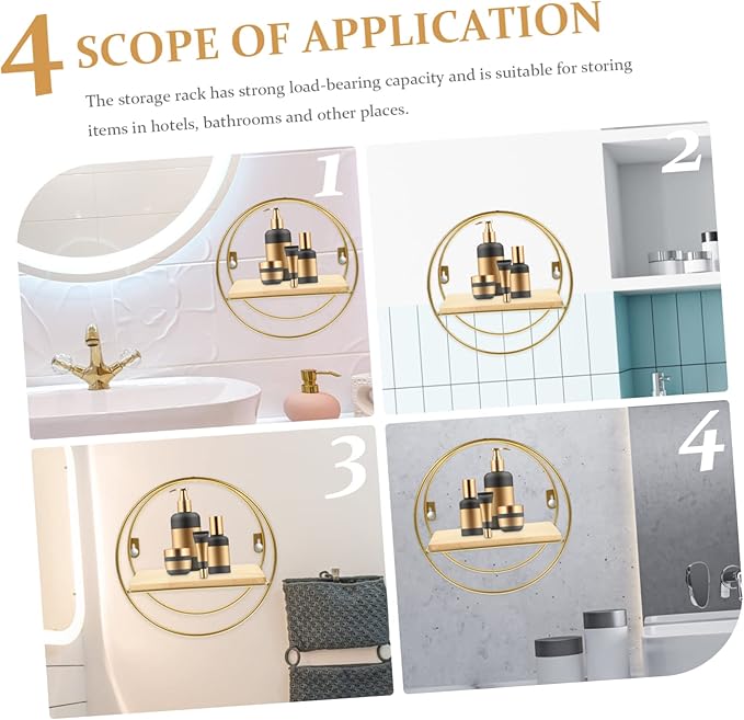 Amosfun Punch-Free Wall Shelf Multi-Function Above Toilet Organizer 1PCS Bathroom Storage Rack for Space Saving Wall-Mounted Household Shelf for Kitchen Bedroom and Toilet