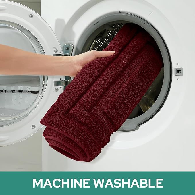 HOMEIDEAS Bathroom Rugs Sets 3 Piece, Super Soft and Absorbent Non Slip Microfiber Toilet Bath Mat with U-Shaped (Burgundy Red)