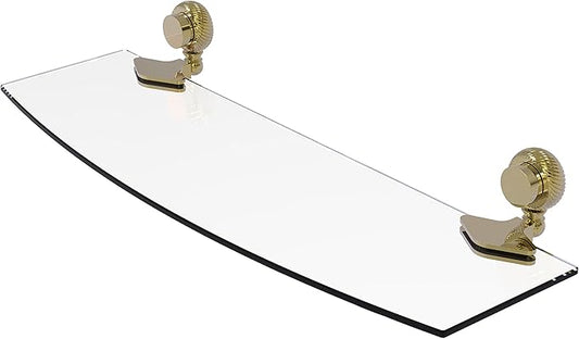 Allied Brass 433T/18 Venus Collection 18 Inch Twist Accents Glass Shelf, Unlacquered Brass