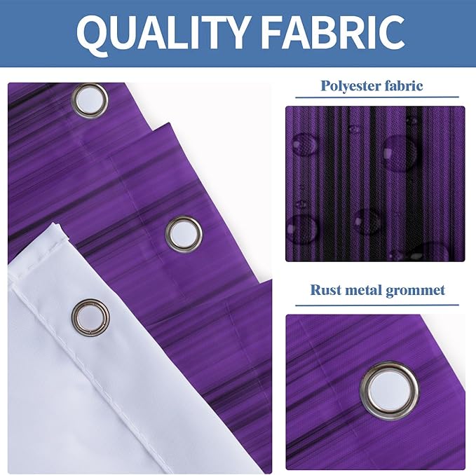 AAtter 4 Piece Purple and Black Shower Curtain Get Naked Ombre Men Gothic Cool 60Wx72L Curtains Decor with Non-Slip Rugs, Toilet Lid Cover and Bath Mat Bathroom Accessories Home Bathtub Set, Modern