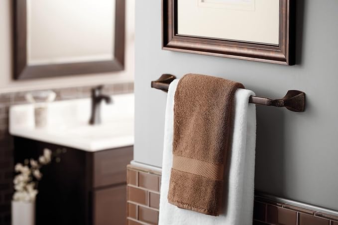 Moen Voss Brushed Nickel 24-Inch Bathroom Towel Bar, Wall Mounted Bath or Hand Towel Rack, YB5124BN