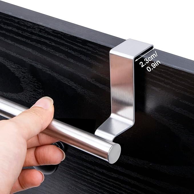 Cabinet Door Towel Bar, Dish Towel Rack for Cabinet, Stainless Steel kitchen Towel Holder, Over the Door Hand Towel Hanger for Kitchen Bathroom Cupboard, 2 Pack (2*Small-Silver)