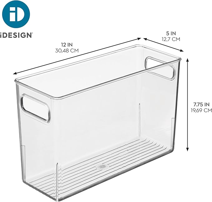 iDesign Tall Plastic Storage Bin with Handles for Fridge or Freezer - Set of 2 - Clear - Made in USA
