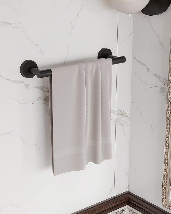 RARXTR 12 Inches Matte Black Towel Bar for Bathroom Kitchen Hand Towel Holder Dish Cloths Hanger SUS304 Stainless Steel RUSTPROOF Wall Mount (Matte Black 12-inch)