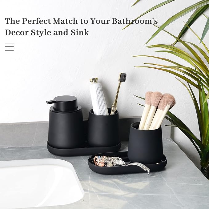 BosilunLife Bathroom Accessories Set 3 pcs (Black-Liquid)