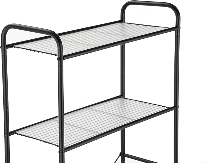 Matte Black Steel Over The Toilet Storage, 3-Tier Bathroom Shelf with Liners, Heavy Duty Utility Rack for Toilet Paper, Towels, Toiletries, Easy Assembly, Anti-Tip Design