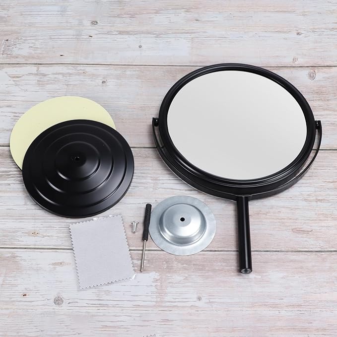 1X 3X Magnifying Makeup Mirror Vanity Mirror for Tabletop Desk, Black Standing Bathroom Cosmetic Mirror, Portable Double Sided Magnification Mirror