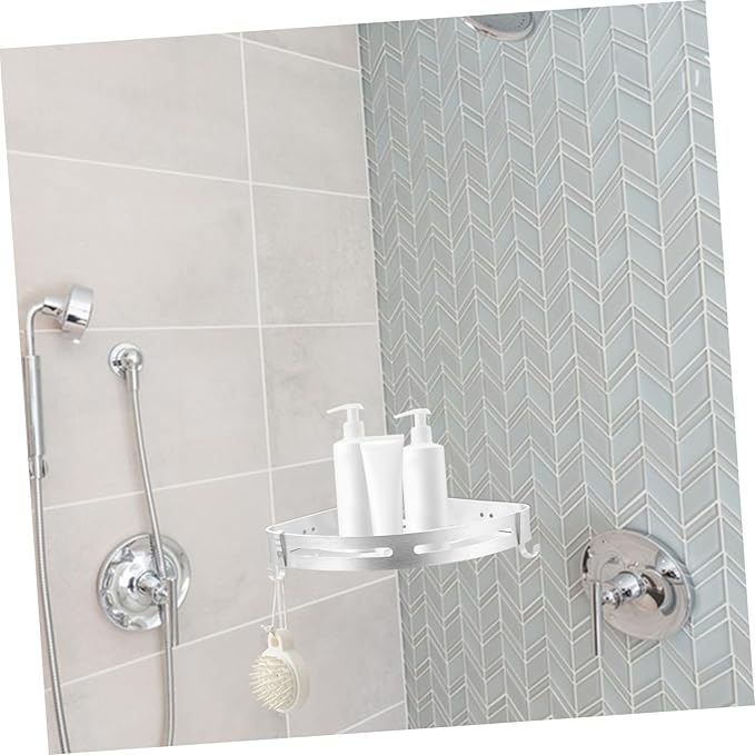 LABRIMP Punch Wall-Mounted Storage Rack Aluminum Triangle Shelf for Bathroom and Kitchen Silver Design Space-Saving Organizer for Towels Shampoo