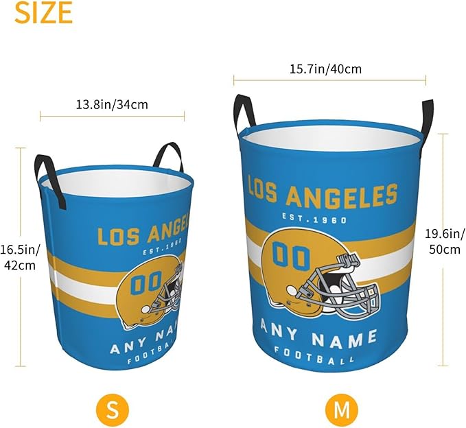 Custom Los Angeles Laundry Hamper - Personalized Football Style Laundry Basket - Customized Name And Number - Dirty Clothes Hamper Waterproof Large Capacity Hamper for Bedroom Bathroom Living Room