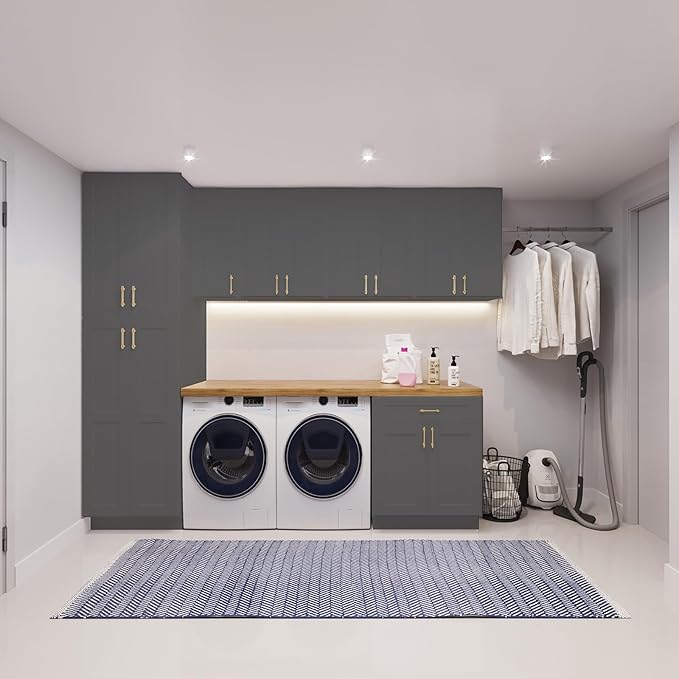 ROOMTEC Wood Wall Cabinet,RTA Single Door Medicine Cabinet with Adjustable Shelves and Soft-Close Door for Kitchen, Bathroom, and Laundry. 12" D*12" W*30" H, Shaker Grey
