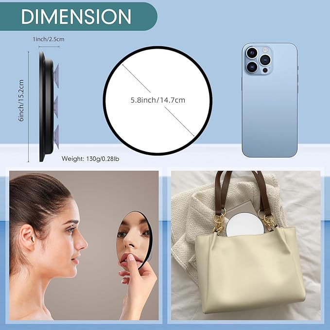Large 6" 20X Magnifying Mirror with Tweezers, Travel Magnified Mirror 20x with Suction Cups, High Magnification Mirrors 20 x for Detailed Make up