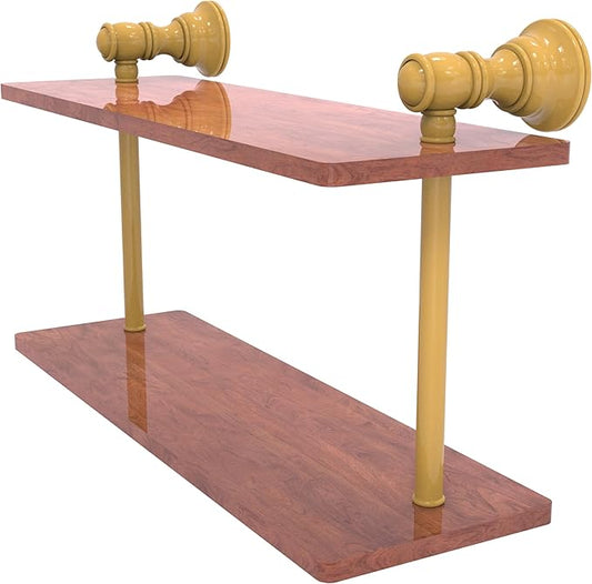 Allied Brass CL-2-16-IRW-SGL Carolina Collection 16 Inch Two Tiered Wood Shelf, Spanish Gold