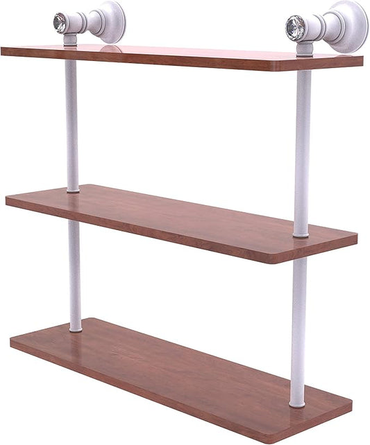 Allied Brass CC-5-16-IRW Carolina Crystal Collection 16 Inch Triple Wood Shelf, Matte White