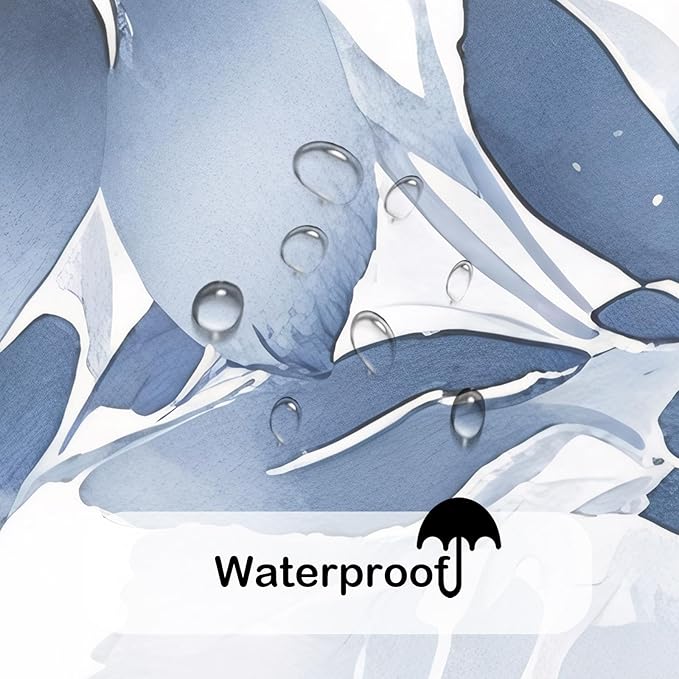 Floral Shower Curtain, Blue Watercolor Flower Shower Curtains for Bathroom, Modern Minimalist Waterproof Fabric Bath Decoration 72x96 Inch